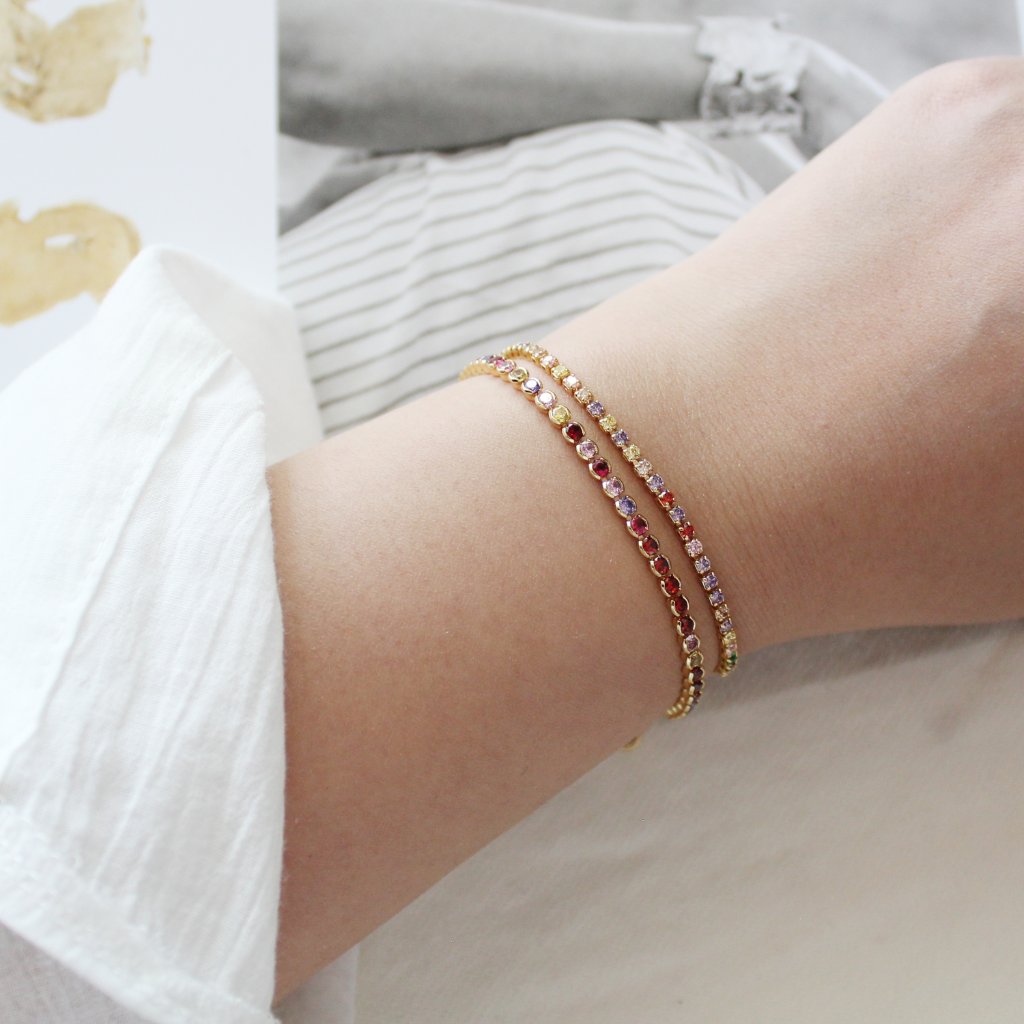 Multi Stone Pull Tie Bracelets